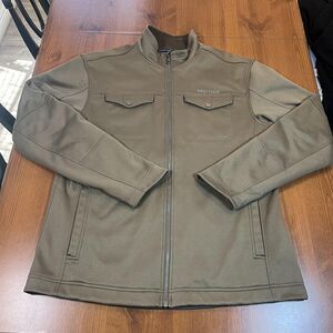Marmot Jacket Mens XL Brown Full Zip Softshell Fleece Lined Outdoor Pockets Logo